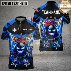 Maxcorners King Bowling With Flame Pin Multicolor Customized Name, Team Name 3D Shirts