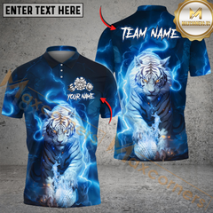 Maxcorners Lightning Tiger Golf Polo Shirt, Customized Name & Team Name 3D Shirts (4 Colors)