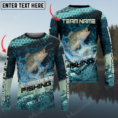 Maxcorners Striped Bass Fishing Aqua Strikephy Sun Protection Personalized Name, Team Name Long Sleeve Shirt