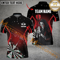 Maxcorners Darts Grim Reaper Stars Mutilcolor Option Customized Name, Team Name 3D Polo Shirt