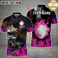 Maxcorners Golf Dragon Flame Multicolor Option Customized Name, Team Name 3D Polo Shirt
