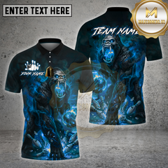 Maxcorners Bowling Shirts Gorilla Fire Smoke Design Multi Options Personalized Name, Team Name 3D Shirt