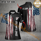 Maxcorners Usa Flag Bowling Jersey Customized Name, Team Name 3D Shirt For Women
