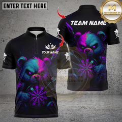 Maxcorners Darts Bear Neon Dark Style Multicolor Customized Name, Team Name 3D Shirts