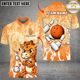 Maxcorners Bowling Giraffe Multicolor Customized Name, Team Name 3D Shirts
