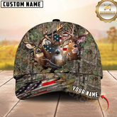 Maxcorners Deer Hunting Camo With American Flag Personalized Hat 3D Printed Multicolor