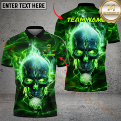 Maxcorners Golf Skull Ball Fire Pattern Multicolor Customized Name, Team Name 3D Shirts