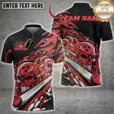 Maxcorners Bowling Fiery Skull with Bowling Pins Multicolor Customized Name, Team Name 3D Shirts