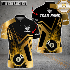 Maxcorners 8 Pool Flame Billiard Jersey Multicolor Options Personalized Name, Team Name 3D Polo Shirt