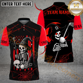 Maxcorners Halloween Swing Skeleton Golf Polo Shirt, Customized Name & Team Name 3D Shirts (4 Colors)
