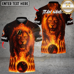 Maxcorners Bowling Flame Lion Multicolor Customized Name, Team Name 3D Shirts