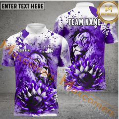 Maxcorners Lion Bowling Jersey Multicolor Option Customized Name, Team Name 3D Polo Shirt