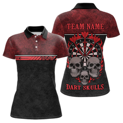 Maxcorners Custom Men's Darts Shirt With Blood Skull Holding Dartboard, Darts Jersey LM2404