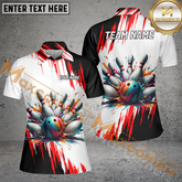 Maxcorners Diamond Broken Classic Bowling Jersey Skull Multicolor Customized Name, Team Name 3D Shirt For Women