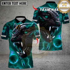 Maxcorners Black Panther With Bowling Multicolor Customized Name, Team Name 3D Shirts 11