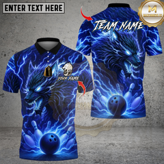Maxcorners Lightning Wolf With Bowling Multicolor Customized Name, Team Name 3D Shirts