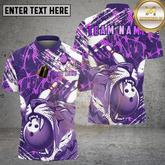 Maxcorners Bowling Purple Tiger Roaring Ball Graphic Multicolor Options Personalized Name, Team Name 3D Shirt (4 Colors)