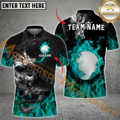 Maxcorners Golf Dragon Flame Multicolor Option Customized Name, Team Name 3D Polo Shirt