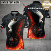 Maxcorners Darts Fire Eagle American Flag Skull Customized Name, Team Name 3D Shirt (4 Colors)