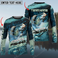 Maxcorners Crappie Fishing Aqua Strikephy Sun Protection Personalized Name, Team Name Long Sleeve Shirt