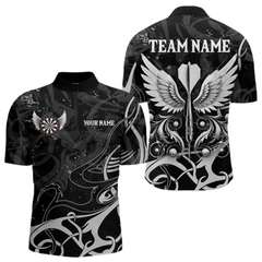 Maxcorners Personalized White Black Arrow Wings Dart Shirts For Men Team Darts Jerseys LM054