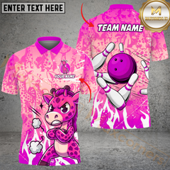 Maxcorners Bowling Giraffe Multicolor Customized Name, Team Name 3D Shirts