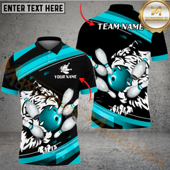 Maxcorners Ball And Pins Tiger Bowling Jersey Multicolor Options Personalized Name, Team Name 3D Shirt