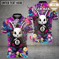 Maxcorners Billiard Cool Bunny With 8 Ball Pool Multicolor Customized Name, Team Name 3D Shirt