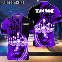 Maxcorners Flame Bowling Ball Break Pins Multicolor Option Customized Name 3D Shirt
