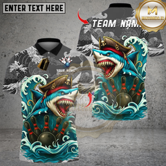 Maxcorners Bowling Shark Pirate Multicolor Customized Name, Team Name 3D Shirts