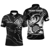Maxcorners Custom Men's Dart Shirt – Black & White Lightning Cobra Design – Personalized Dart Team Jersey LM154