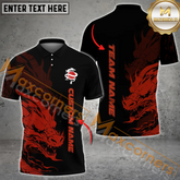 Maxcorners Golf Dragon Flame Multicolor Option Customized Name, Team Name 3D Polo Shirt