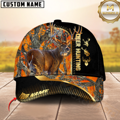 Maxcorners Golden Hunting Orange Camouflage Personalized Name 3D Cap (Deer/Moose/Boar/Duck)