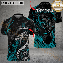 Maxcorners Bowling Dragon Breath Multicolor Customized Name, Team Name 3D Shirts