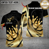 Maxcorners Bowling and Pins Luxe Lane Multicolor Customized Name, Team Name 3D Shirts
