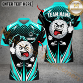 Maxcorners Funny Angry Golf Ball Polo Shirt, Customized Name & Team Name 3D Shirts (4 Colors)