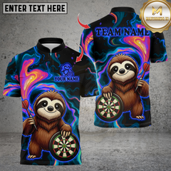 Maxcorners Darts Sloth With Dartboard Multicolor Customized Name, Team Name 3D Shirts