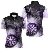 Maxcorners Black And Purple Smoke Dart Shirt For Men Custom Dart Jersey Polo & 1/4 Zip LM054