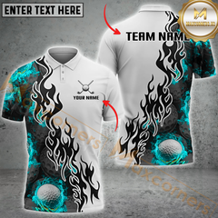 Maxcorners Ball Flame Golf Jersey Multicolor Option Customized Name, Team Name 3D Polo Shirt