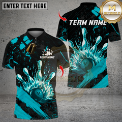 Maxcorners Bowling Flame Splash Multioptions Personalized Name, Team Name Unisex 3D Shirts