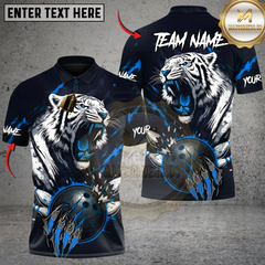Maxcorners Bowling White Tiger Rage Multicolor Customized Name, Team Name 3D Shirts