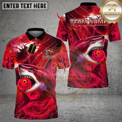 Maxcorners Bowling And Pins Storm Shark Design Multicolor Customized Name, Team Name 3D Shirts