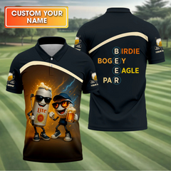 Maxcorners Funny Golf And Beer Custom Polos For Men, Dad Golf Gift, Golfing Apparel, Mens Polo Shirts LM2406