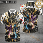 Maxcorners Bowling Magic Bottle Personalized Name Men And Women 3D Polo Shirt Custom Bowling Team Jersey (4 Colors)