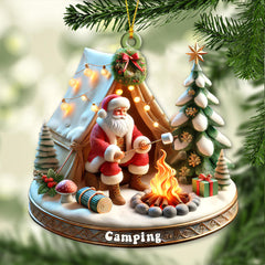 Maxcorners Custom Name Camping Ornament, Camping Christmas Decoration 2D Flat LM2211