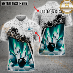 Maxcorners Bowling Strike Neon Style Multicolor Customized Name, Team Name 3D Shirts
