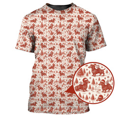 Maxcorners Christmas Golf Shirt, Dachshund Golf Shirt For Men, Pattern Golf Shirt, Toile De Jouy Shirt For Golfer