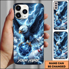 Maxcorners Bowling Phonecase Majestic Eagle Lightning Bowling Ball Personalized Name 3D Phone Case