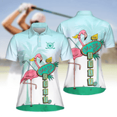 Maxcorners Flamingo Golf Seamless Pattern Golf Women Short Sleeve Polo