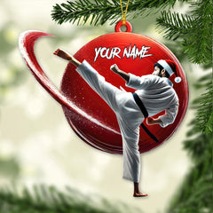 Maxcorners Custom Name Karate Ornament, Christmas Gift for Karate Lover 2D Flat LM2111